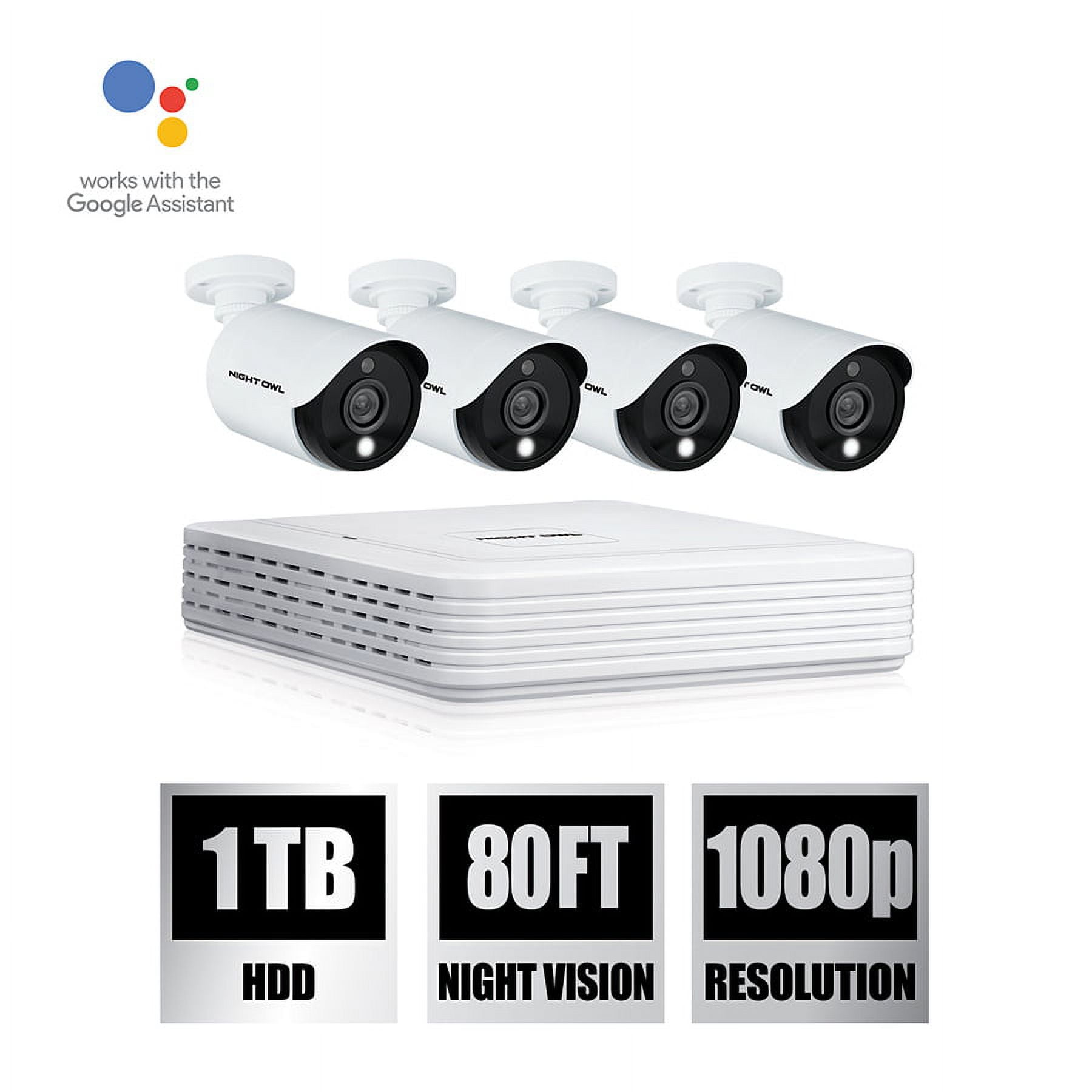 Night Owl Surveillance Cameras 1TB Hard Drive 1080p HD Wired Spotlight, Black, White