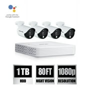 Night Owl Surveillance Cameras 1TB Hard Drive 1080p HD Wired Spotlight, Black, White