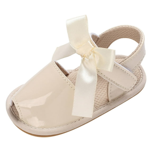 XIMIN Summer Flower Girl Shoes Summer Children Toddler Shoes Girls Sandals Flat Bottom Non Slip Lightweight Fish Mouth Breathable Solid Color Bow