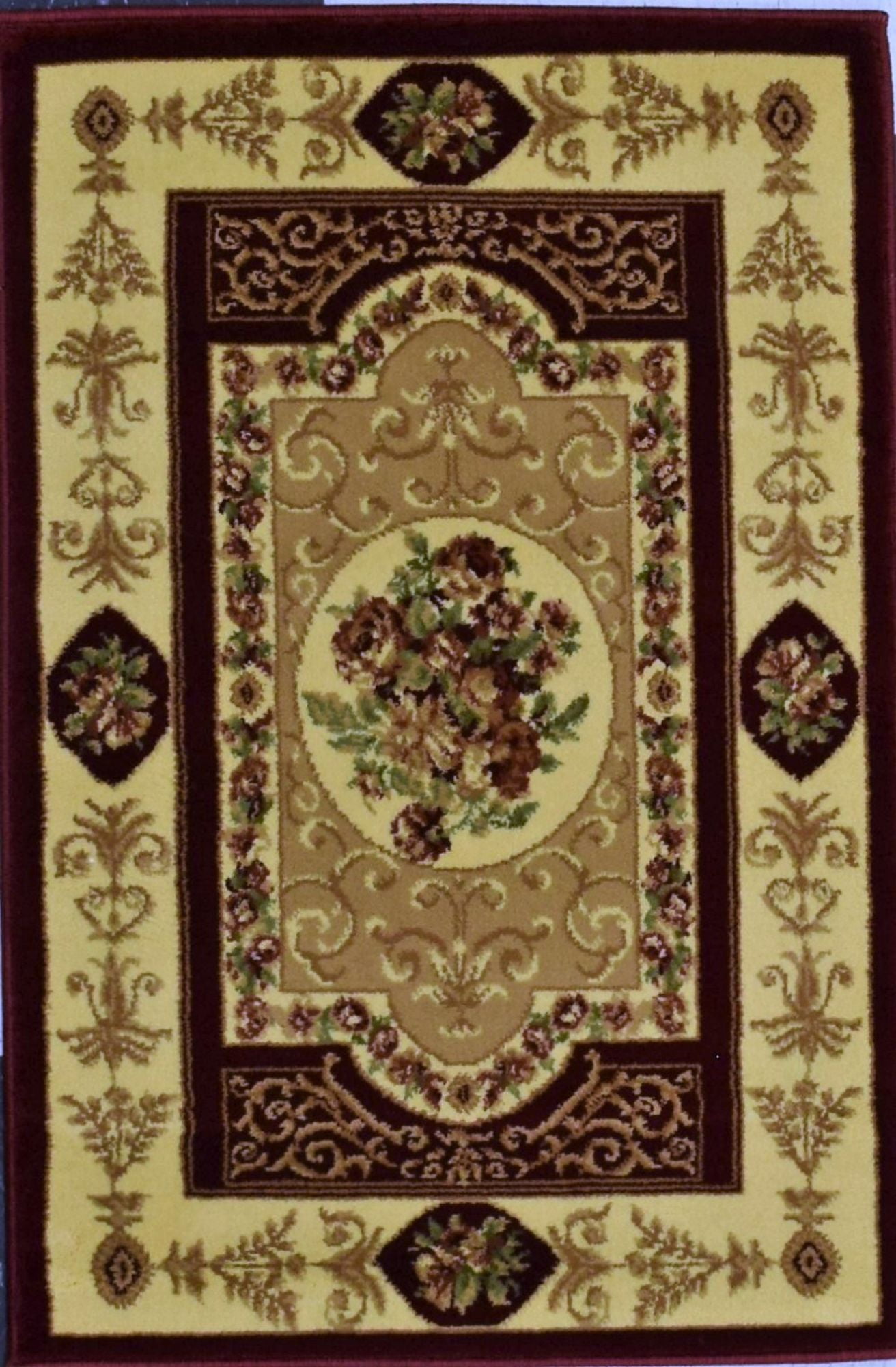 Rugs America Vista 1365-CHR F. Aubusson Cherry European Traditional Red Area Rug, 2'3"x7'10"