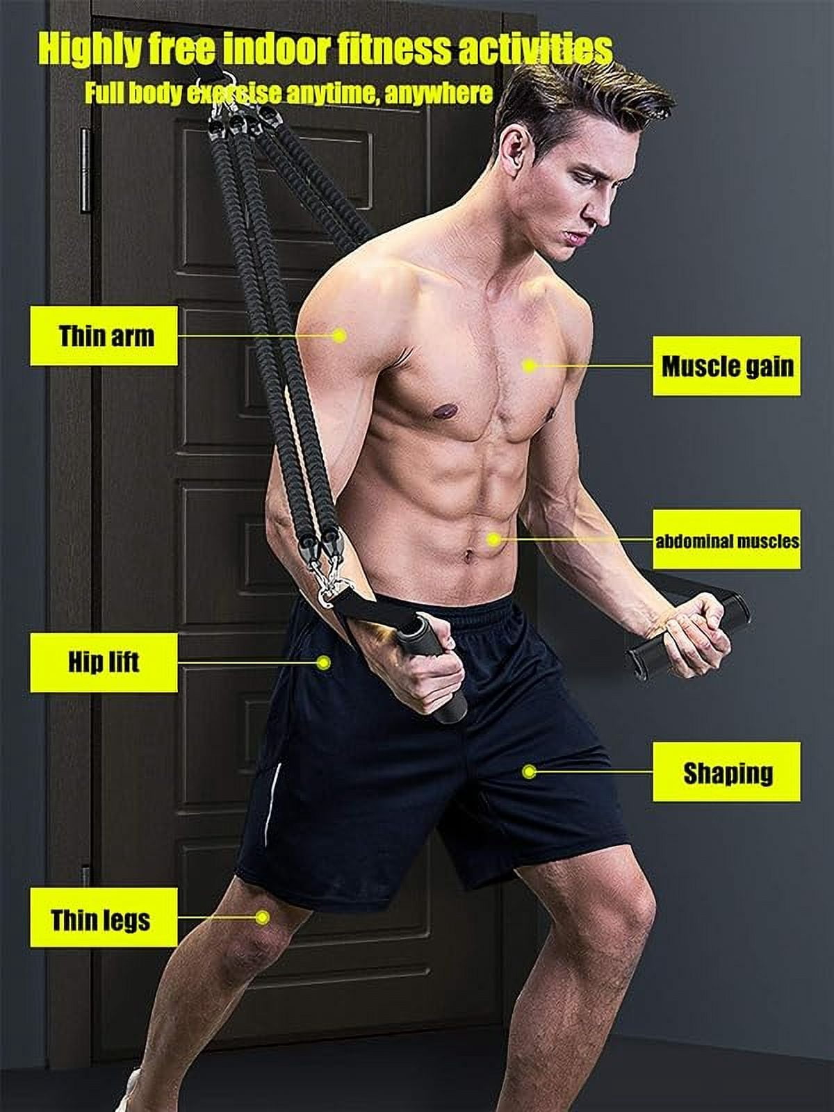 Pedal Resistance Band Set, Exercise Band with Handles, Elastic Rope for Waist, Arm, Leg Training, Multi-function Rope Equipment for Home Fitness