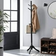 thumbnail image 2 of VASAGLE Solid Wood Coat Rack and Stand, Free Standing HallCoat Tree with 10 Hooks for Hats, Bags, Purses, for Entryway, Hallway, Rubberwood, Ink Black, 2 of 8
