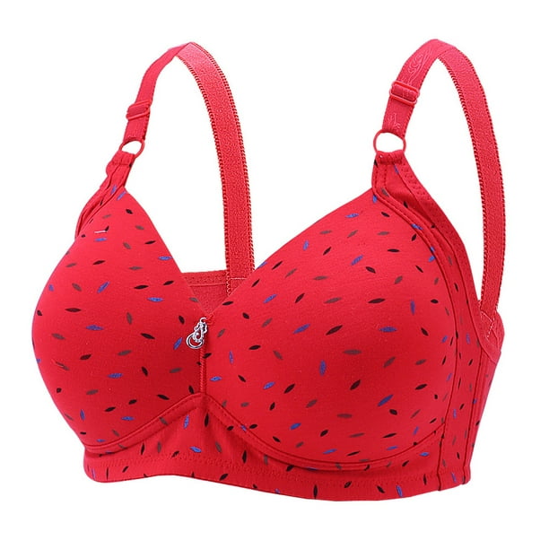 Aayomet Womens Bras and Sexy New Large Medium and Old Age Comfortable No  Steel Ring Bra (Red, 48)