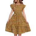 thumbnail image 6 of Juslio Girls Dresses A-line Ruffle Sleeve Round Neck Knee Length Casual Summer Beach Yellow Sundress, 6 of 8