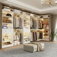 thumbnail image 4 of Homieasy Closet system with 2 wooden drawers, 6 hanging rods and corner tower, corner closet system with hanging, L-shaped walk-in wardrobe organizer, 2000+ lbs capacity, set of 3, White, 4 of 7
