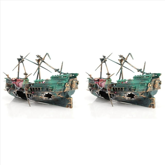 2X Gran Acuario Naufragio Decoración Juego de Plástico Resina Pecera Adornos para Acuario Accesorios de Decoración