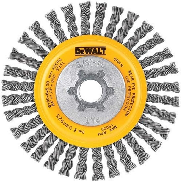 Rueda de alambre DEWALT DW49201 de 5 pulgadas por 5/8 pulgadas, 11 HP 0.020 Carbon