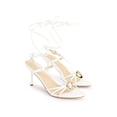 thumbnail image 3 of BLISSFUL STEP Open Toe Stiletto Heel Buckle Ankle Strap Sandals for Women White (Size 7), 3 of 7