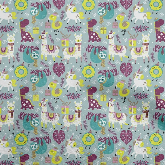oneOone Cotton Poplin Twill Light Blue Fabric Cute Animal Quilting Supplies Print Sewing Fabric By The Yard 56 Inch Wide