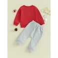 thumbnail image 4 of vera natura Baby 2Pcs Christmas Outfits Long Sleeve Santa Letter Print Pullover and Pants Set Toddler Clothes, 4 of 9