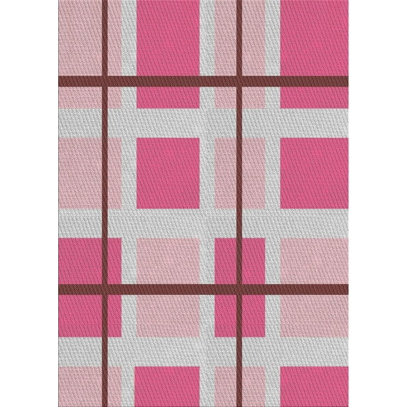 Ahgly Company Machine Washable Indoor Rectangle Transitional Pink Violet Pink Area Rugs, 7' x 9'