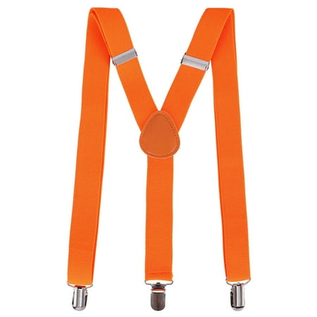 - Halloween Party Accessory Unisex Clip-On Adjustable Elastic Suspenders, Orange