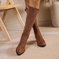 thumbnail image 5 of Polka Stretch Heel Knee High Boots Round Toe Mid Calf Long Footwear, 5 of 9