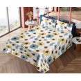 thumbnail image 4 of Garden Scene Sheet Set, Watercolor Drawn Simple Boho Flowers on Neutral Tone Boho Art, Fitted & Flat Sheet with Pillowcase Bedding Accent 3 Pcs Set, Twin, Dark Turquoise and Mustard, by Ambesonne, 4 of 5