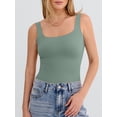 thumbnail image 4 of ANRABESS Women's Square Neck Tank Tops Double Lined Workout Tops for Women Trendy Summer Seamless Slim Fitted Basic Tight T Shirts Light Green XL, 4 of 11