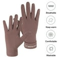 thumbnail image 4 of 1 Pair Women Winter Gloves Extra Soft Elastic Solid Color Plush Lining Windproof Cold Weather Gloves Cameo Brown, 4 of 8