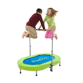 Bounce Pro Battle Zone 8 X 14 Foot Double Trampoline With Enclosure Blue And Green Walmart Com Walmart Com