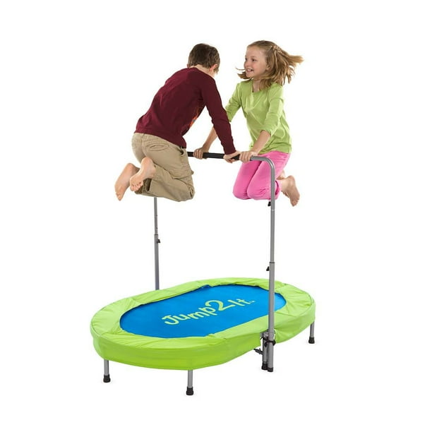 HearthSong Jump2It Indoor Trampoline with Adjustable Handle, Holds Up