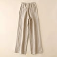 thumbnail image 3 of KALE Womens Linen Pants Palazzo Women Fashion Solid Color Cotton Flax Elastic Long Beach Leisure Trousers Women's Pants Beige, 3 of 8