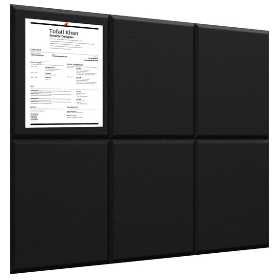 Large Cork Board for Wall 36" x 24", Black Bulletin Board, 6 Pack Felt Wall Tiles with Pushpins, Cork Boards for Office Pin Board Tack Board Cork Boards