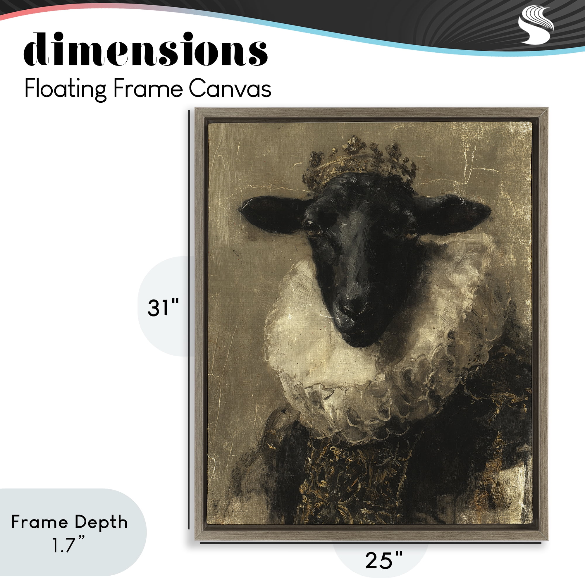 Stupell Industries Noble Ram Portrait Brown Framed Floater Canvas Wall Art, design by Svetlana Aleynikova