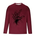 thumbnail image 6 of YOIAVAIOY Mens Holiday Long Sleeve Tees Ghost Graphic T Shirt Long Sleeve Crew Neck Halloween Pullover Fall Fashion Tops Wine S, 6 of 6