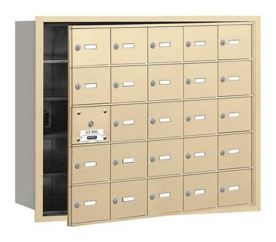 4B+ Horizontal Mailbox (Includes Master Commercial Lock) - 25 A Doors (24 usable) - Sandstone - Front Loading - Private Access