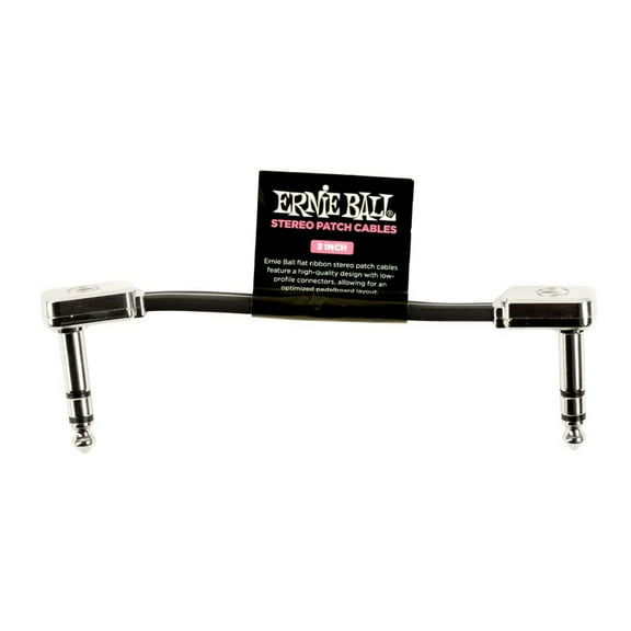 Ernie Ball Stereo Guitar Patch Cable 3" Flat Right Angle Effects Pedal