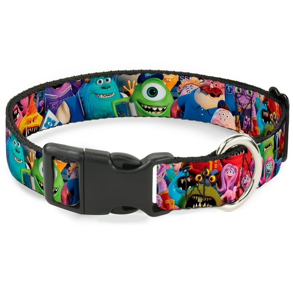 Disney Pet Collar, Dog Collar Plastic Buckle, Monsters University Monsters Stacked, 15 to 24 Inches 1.0 Inch Wide