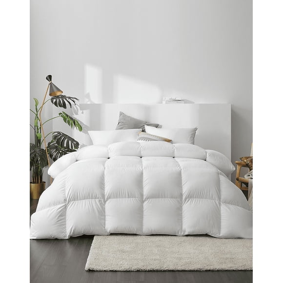 Highland Feather Couette en Duvet Blanc Européen 625 Fill Power, Enveloppe en Pur Coton 700 Tc avec Attaches aux Coins THIONVILLE, Toutes Saisons, Lit Simple, 25 OZ