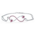 thumbnail image 2 of AFFY Heart & Round Shape Simulated Tourmaline Infinity Heart Chain Bracelets In 14k White Gold Over Sterling Silver -8.5", 2 of 7