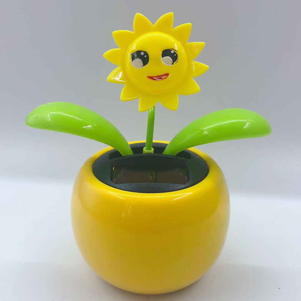 Solar Powered Dancing Flowerpot Toy Decor Gift Car Ornament Sunflower 2 