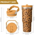 thumbnail image 4 of Leopard Print 30oz Handheld Travel Tumbler with Handle – Double Wall Stainless Steel Insulated Cup, Flip Straw Lid, Leak-Proof & BPA-Free for Hot and Cold Drinks – Durable Coffee & Juice Mug White, 4 of 6