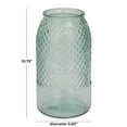 thumbnail image 3 of DecMode Teal Recycled Glass Handmade Slim Spanish Decorative Vase with Textured Diamond Pattern, 6" x 6" x 11", 3 of 8