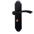 thumbnail image 3 of Interior Door Handle Set with Lock, Single Latch Door Knob for Bedroom and Bathroom, Lever Handle Lock Replacement Hardware, Brushed Finish for Wood Doors, Easy Install Black, 3 of 5