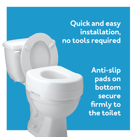 Carex Raised Toilet Seat Riser, Adds 5.5" of Height, 300 lb Weight Capacity, Slip-Resistant, White