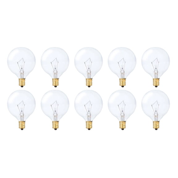 Simba Lighting Decorative Globe G16.5 Round Bulb 40W E12 Candelabra Base Clear Glass, 10 Pack