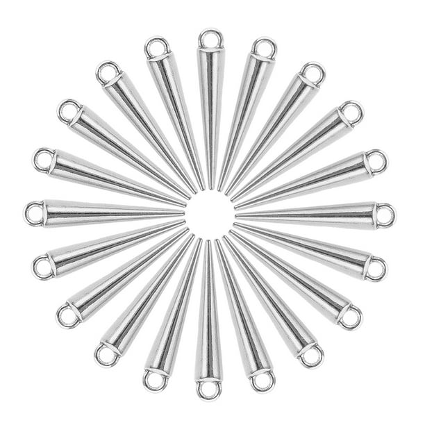 40 piezas de dijes de cono de estilo gótico con punta de cono y agujero grande de acero de titanio, estilo punk, para hacer joyas, llaveros, equipaje y collares