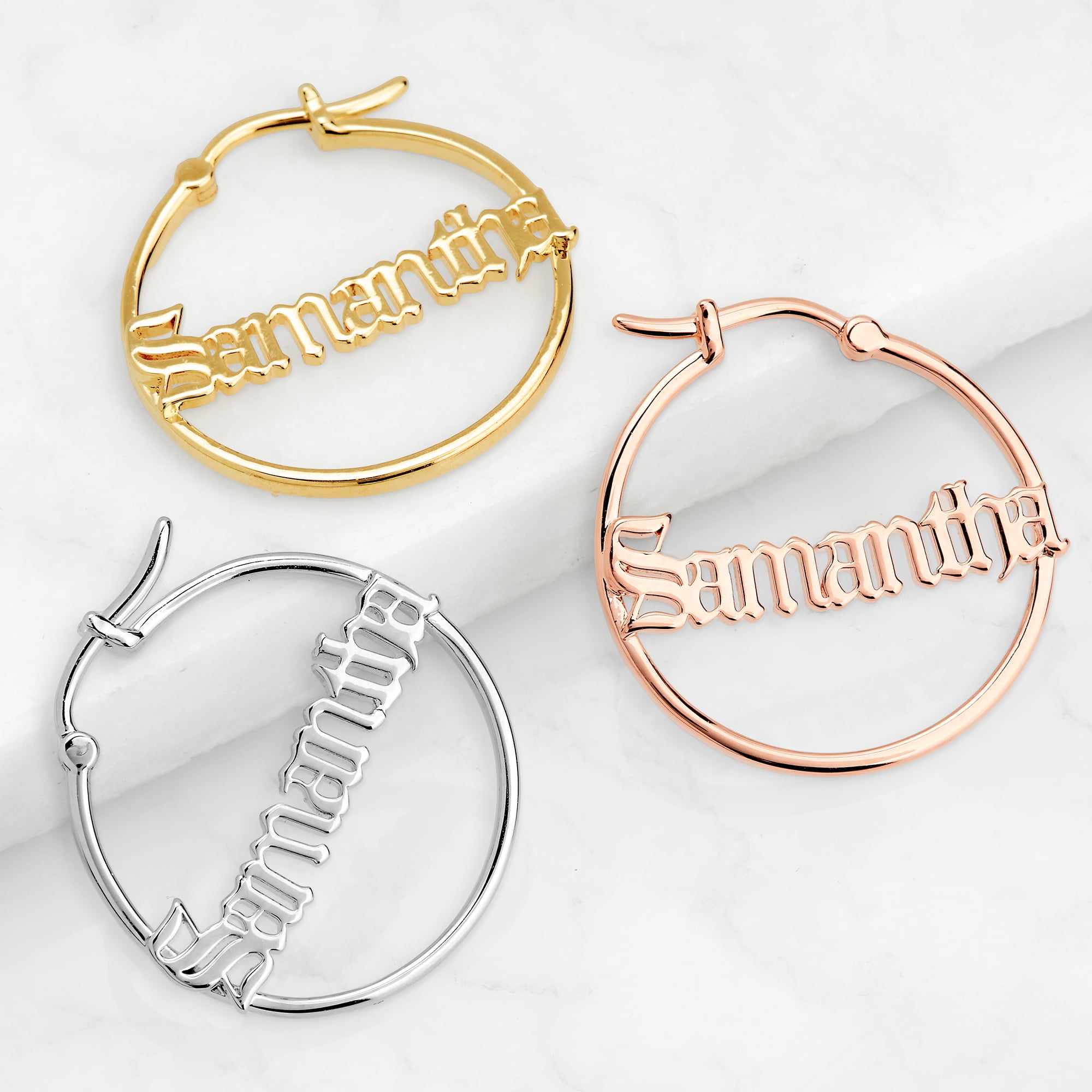Personalized Planet Women's Old English Name Hoop - Small