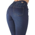 thumbnail image 2 of Fashion2Love Women's Juniors Colombian Design Butt Lift Push Up Mid Waist Skinny Jeans, 2 of 10