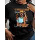 thumbnail image 1 of 1pc Women'S Fashion Crew Neck T-Shirt, Casual Abstract Alphabet Print, Polyester Knit Fabric with Medium Stretch, All-Season Comfort Fit Short Sleeve Tee, 1 of 8