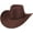 Brown, variant on Mens Faux Felt Western Cowboy Hat Fedora Outdoor Wide Brim Hat with Strap