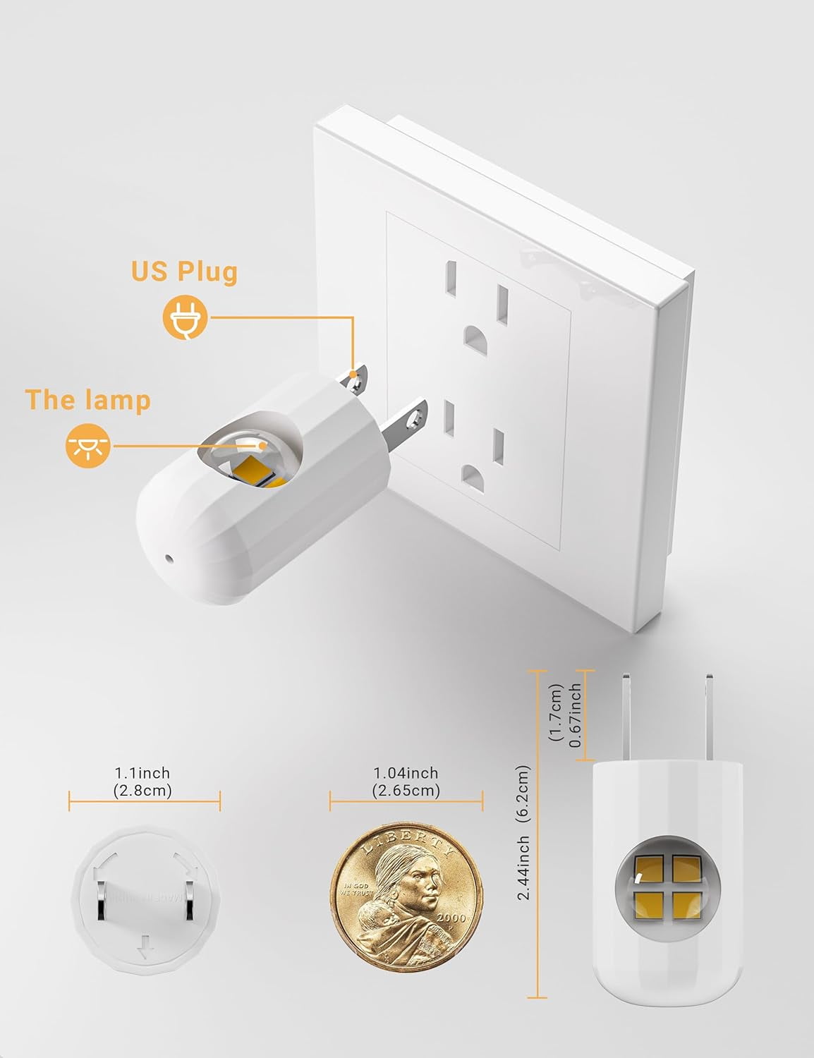 6 Pack LED Night Light Plug into Wall with Dusk to Dawn Sensor – Automatic Plug In Nightlight for Kids Kitchen Hallway Bathroom Bedroom Soft White