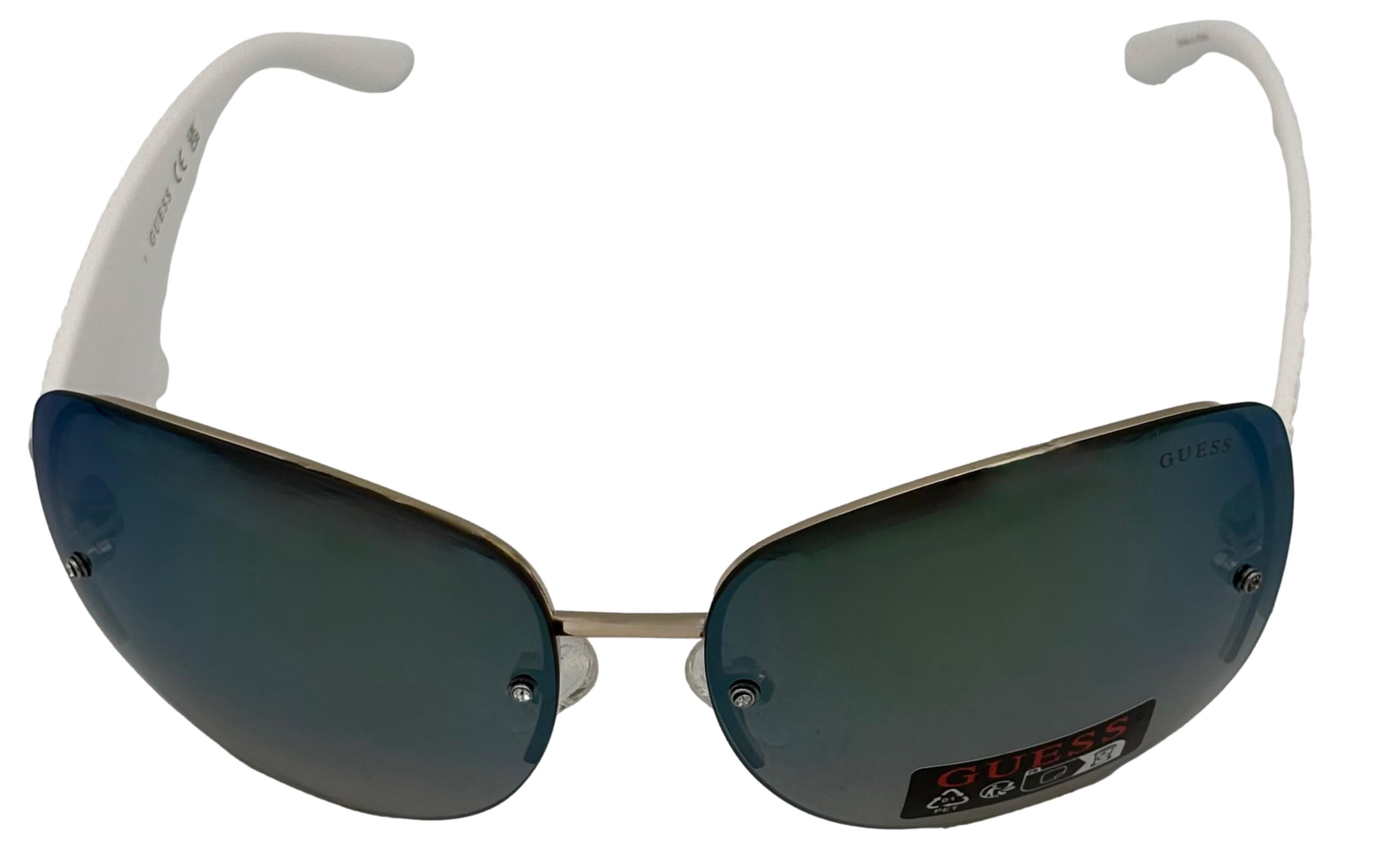Guess Mens Rectangle Rimless Sunglasses, Smoke Mirror Lens. GO00034. 32X