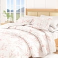 thumbnail image 6 of Floral Quilt Set - Lightweight, Soft, All-Season - 3-Piece Reversible Spring Bedding Set (Full / Queen, Cherry Blossom), 6 of 6