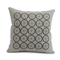 Simply Daisy, 18" x 18" Nautical Geo Square, Geometric Print Outdoor Pillow, Ivory