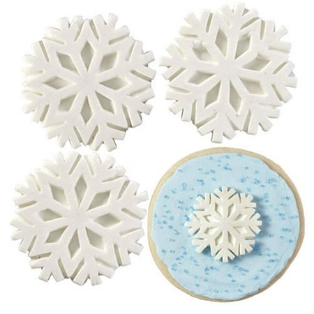 Royal Icing Decorations with Sparkle Snowflakes white 12 Ct
