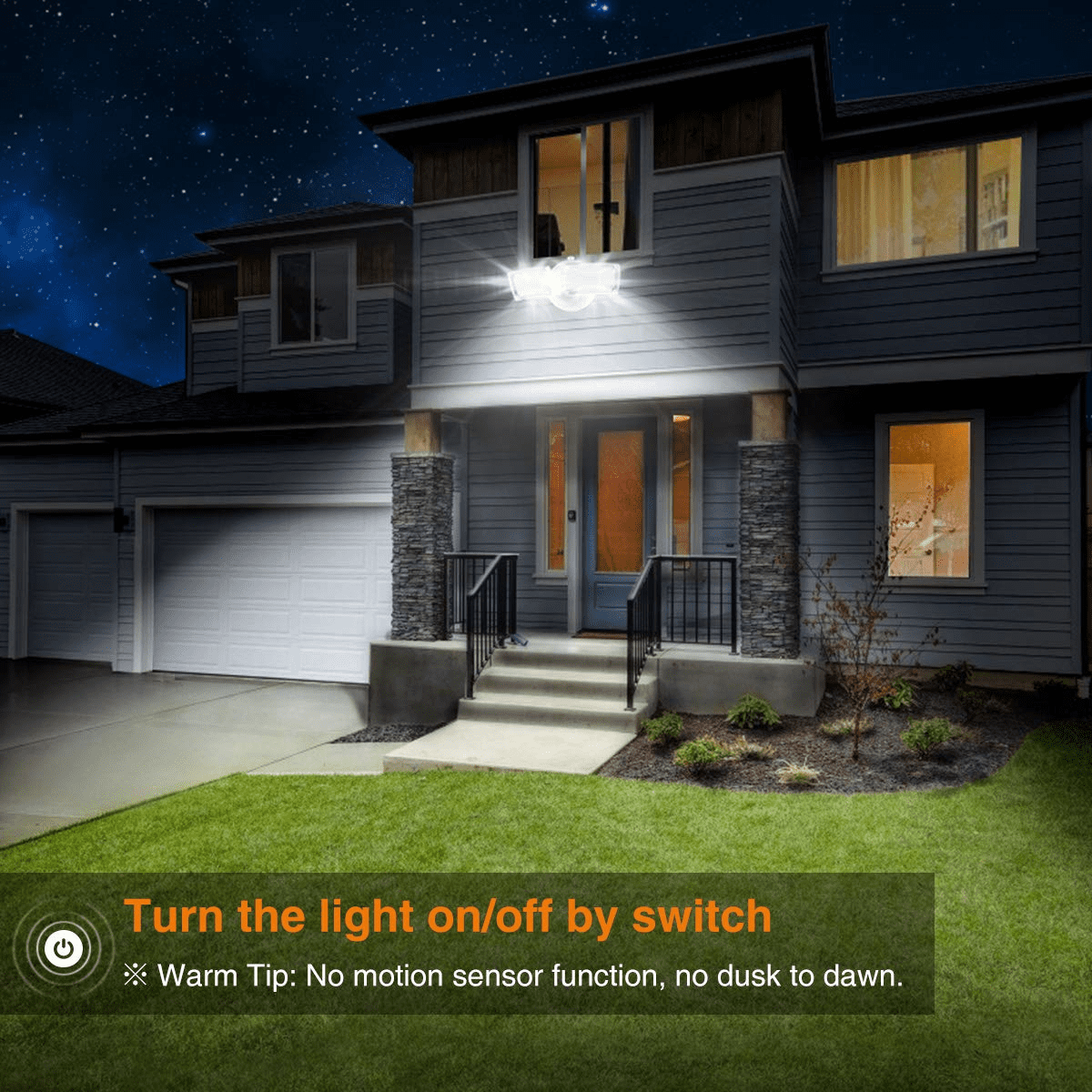 LEPOWER 3000 Lumen LED Flood Light Outdoor, 28W, Switch Controlled, 2 Heads, 5500K, IP65 Waterproof for Garage, Yard, Patio, White