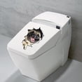 thumbnail image 5 of 2 piezas de pegatinas de inodoro con descarga de inodoro para perros, material de PVC, decoración de pared, pegatinas de pared con temática de gato que sale del agujero, pegatinas de pared coloridas, 5 of 5