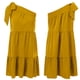 thumbnail image 3 of Vestidos De Playa Vestido corto de mujer con pliegues en el cuello de un hombro Vestido de sol para cóctel (Amarillo M) Cgtredaw para Mujer Amarillo T XL, 3 of 6